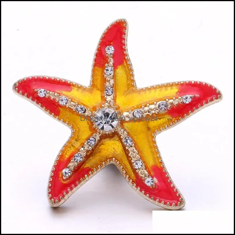 radiant painting color clasp rhinestone gadget starfish 18mm snap button charms for snaps diy jewelry findings suppliers gift