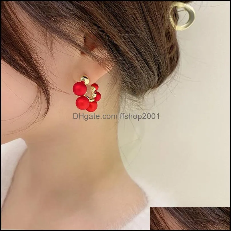 hoop & huggie elegant celebrity metal inlaid pearl earrings for woman fashion jewelry wedding party girl`s 3435 q2