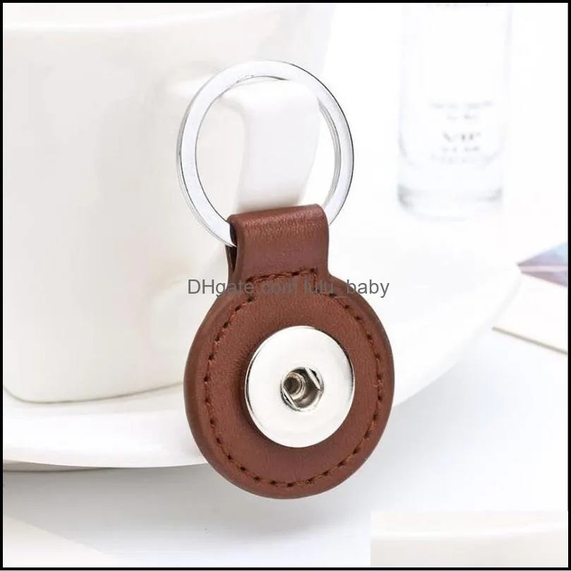 round pu leather snap button keychain 8 colors snap key rings fit diy 18mm snap jewelry