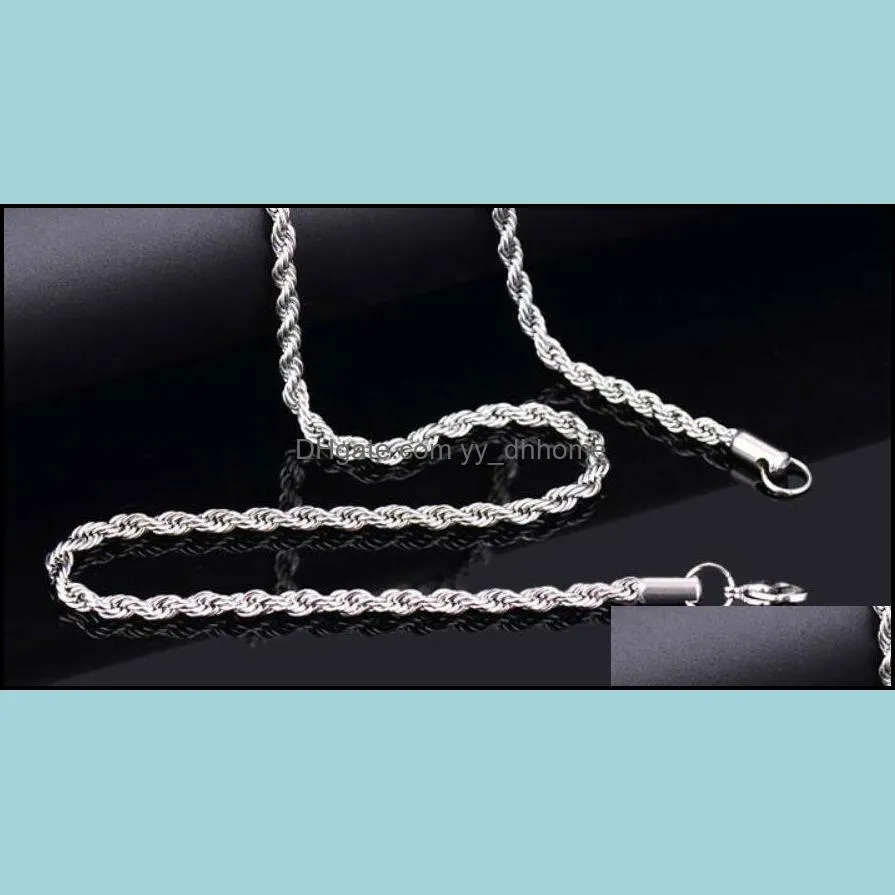 twist chains necklace silver stainless steel women`s rope chain necklace fashion jewelry