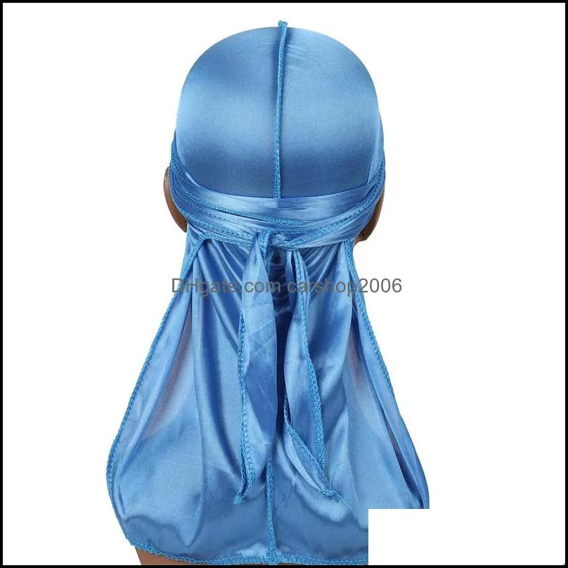 new fashion men`s satin durags bandana turban wigs men silky durag headwear headband pirate hat hair accessories 20 q2