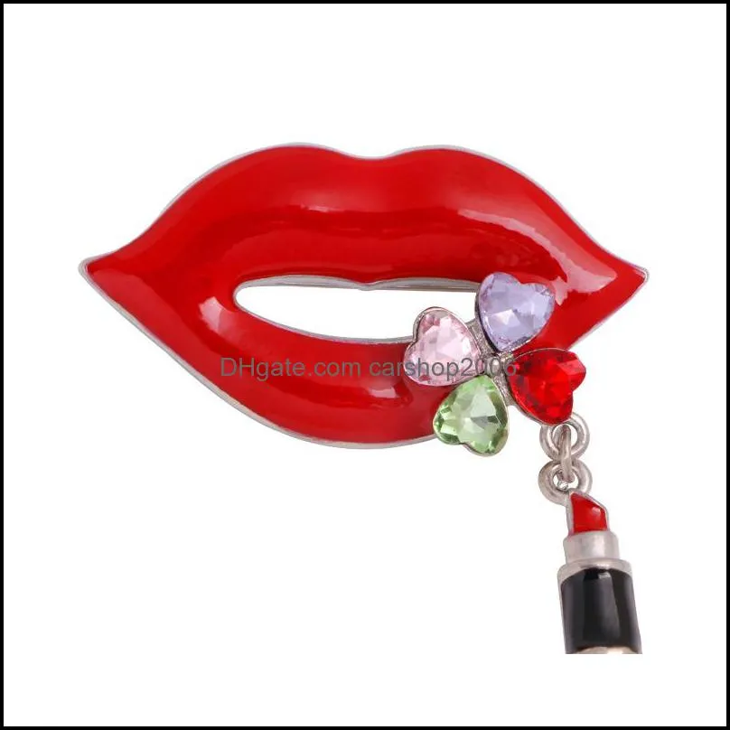 red lips love brooch rhinestone artificial pearl coat pin lady coat brooch fashion jewelry 3 8yn p2