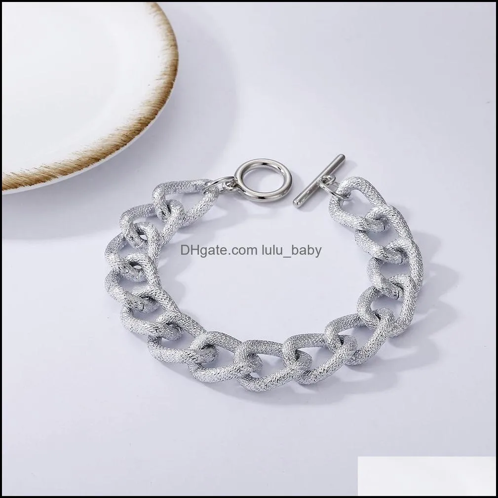 hip hop retro matte gold silver color assorted link chain bracelet for women gifts friends jewelry wholesale