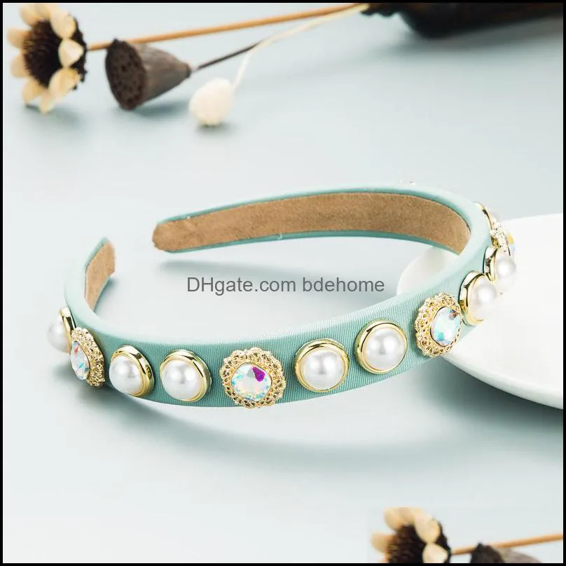 fashion women headband pearls rhinestone hairband handmade baroque headwear girls hair accessories 990 b3