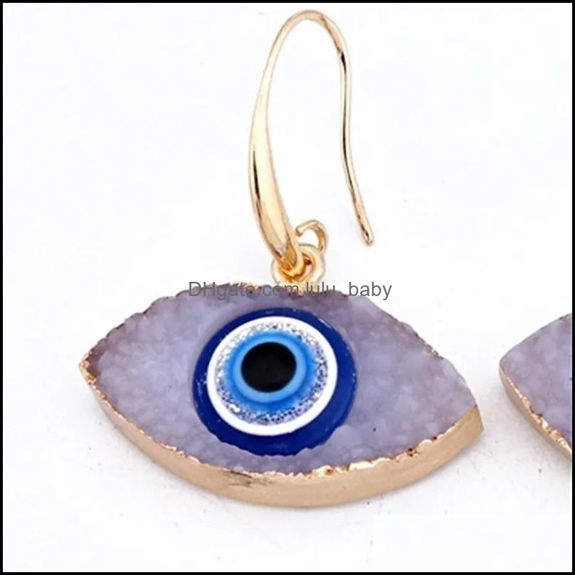 fashion eye druzy drusy earrings gold plated geometry faux natural stone resin earrings for women jewelry 489 q2