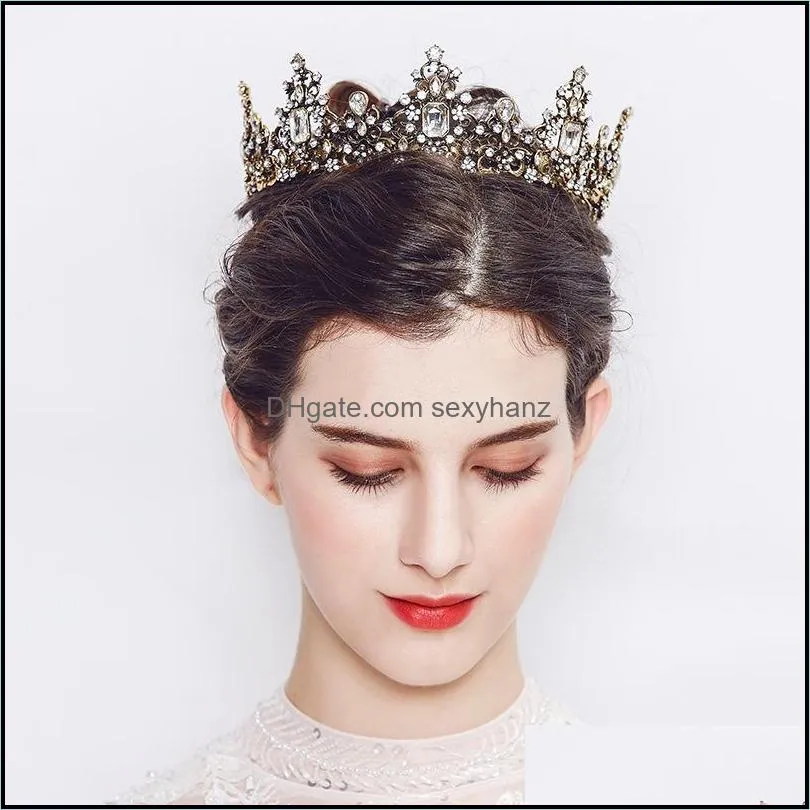 crystal vintage royal queen king tiaras and crowns men/women pageant prom diadem hair ornaments wedding hair jewelry accessories 27 e3