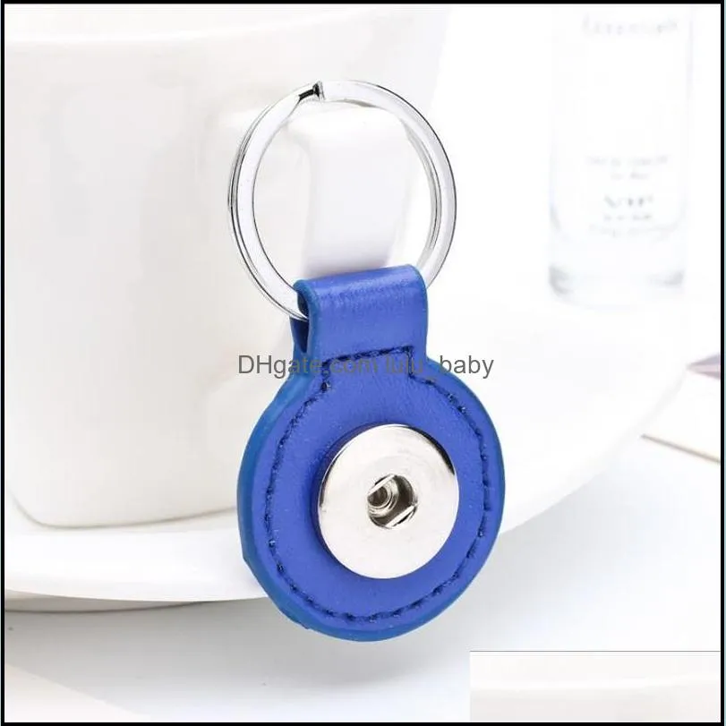 round pu leather snap button keychain 8 colors snap key rings fit diy 18mm snap jewelry