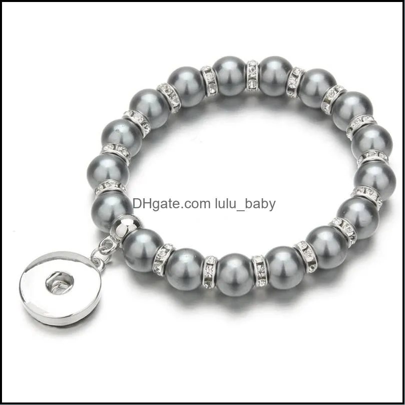 noosa snap bracelet jewelry imitated pearl beads ginger snap buttons chunk charm bangle fit diy 18mm snaps bracelet