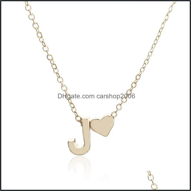 26 intial letter alphabet heart pendant necklace for women gold color a-z alphabet necklace chain fashion jewelry gift 879 r2