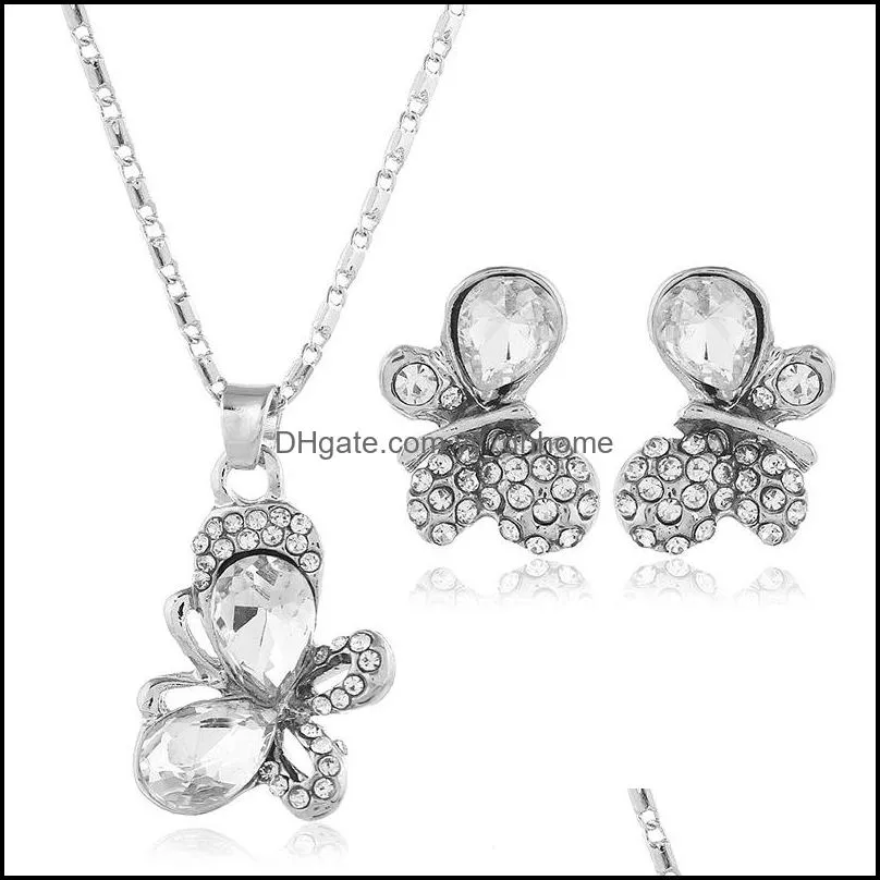 jewelry set diamond simple decorate butterfly earrings pendants suit two-piece jewelry set