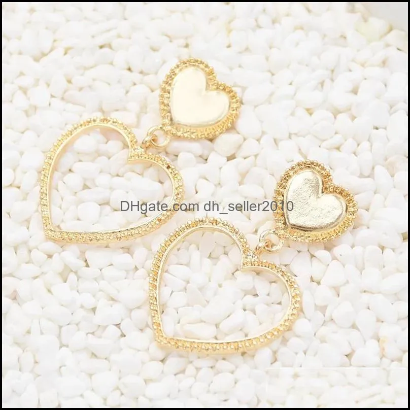 double heart shape drop dangle earrings for women lady wedding party gold plated jewelry 62 d3