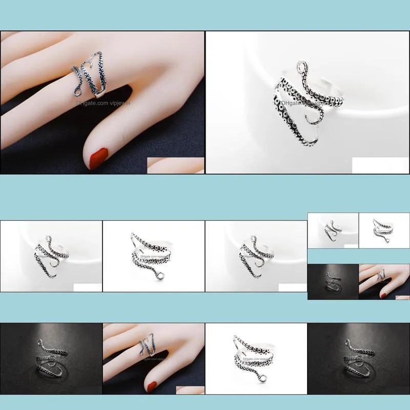 stainless steel ring for women men sea squid octopus ring open adjustable octopus titanium men ring