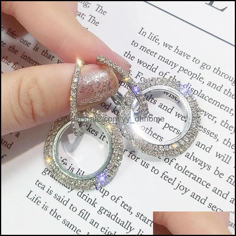 fashion diamonds geometry circle rhinestone stud earrings women hoop earrings jewelry