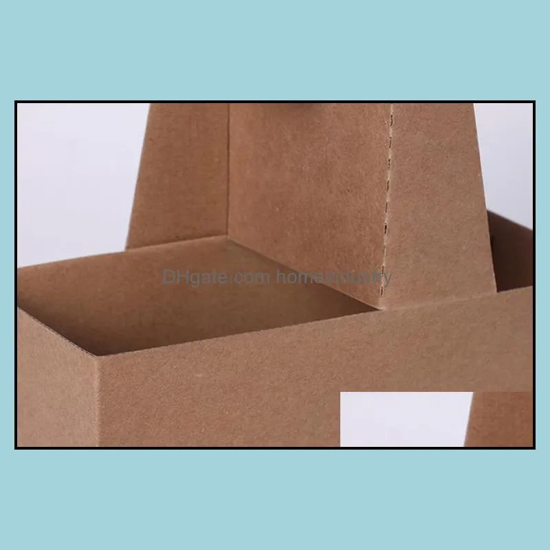 take-out kraft paper cup holder clip disposable coffee drink tray base with handle for 2 cup party supplies 10pcs/lot sk801