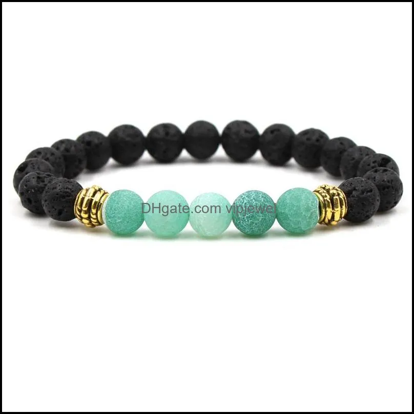 natural tiger eye black lava stone beads  oil diffuser bracelet weathering agate stones elastic bracelet