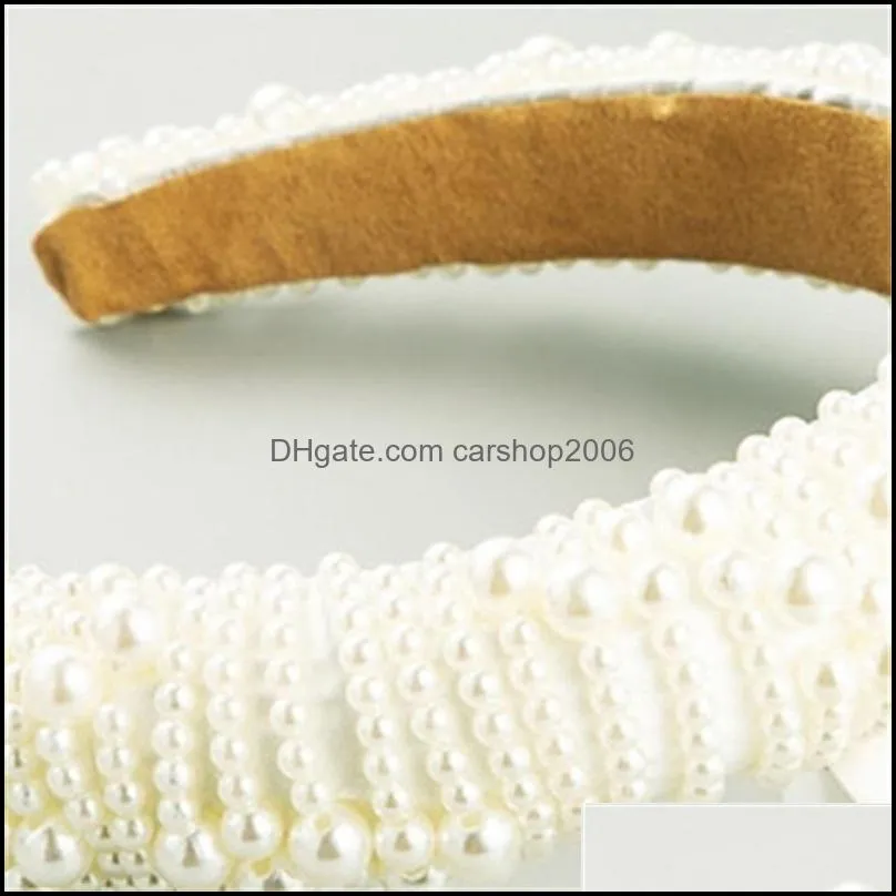 new arrival beautiful sponge headband densely covered pure color design artificial pearls luxurious women hair band 853 q2