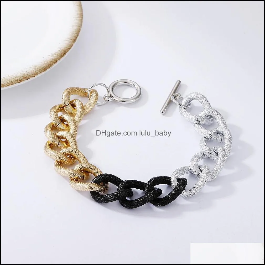 hip hop retro matte gold silver color assorted link chain bracelet for women gifts friends jewelry wholesale