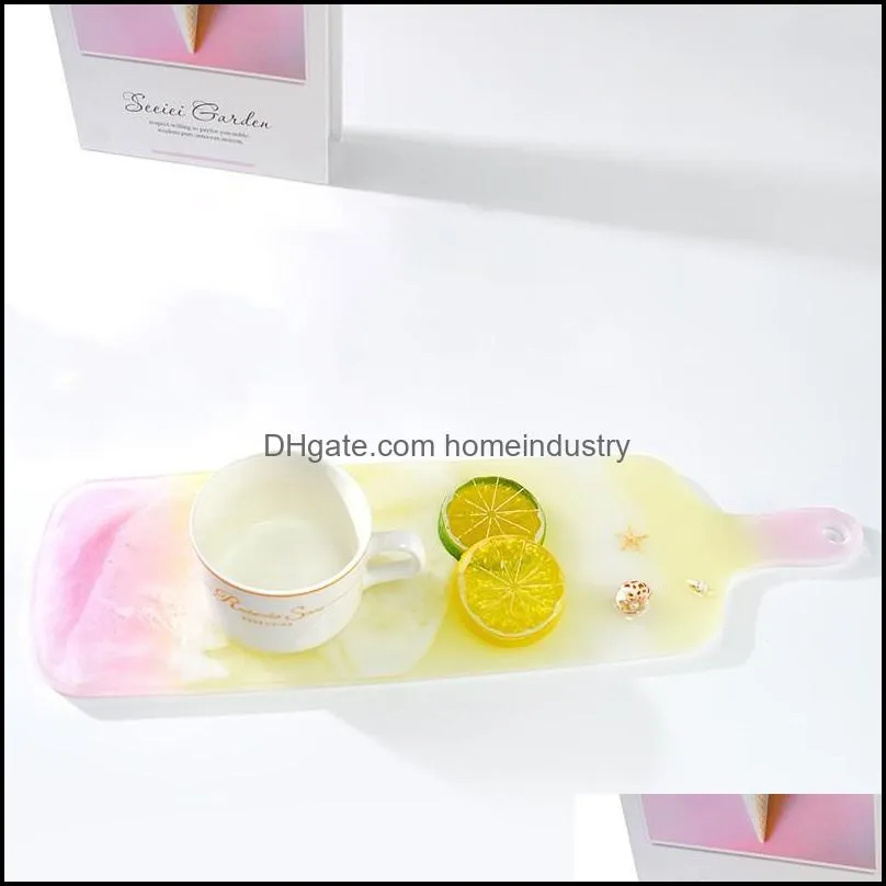 diy epoxy resin molds silicone handle tray coaster transparent mould handicraft homemade place mat mold rectangle round 8 5qz g2