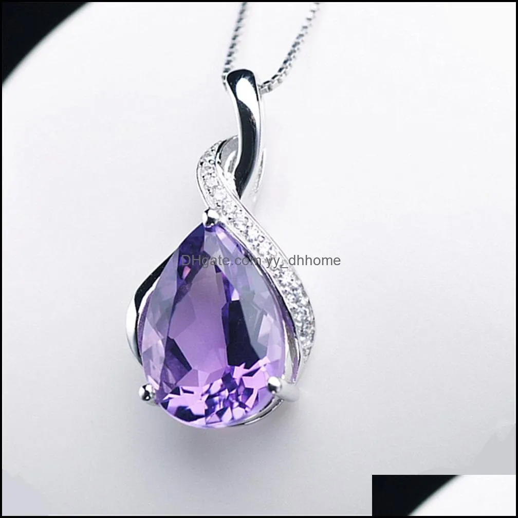 amethyst pendant ladies simple clavicle chain wedding jewelry accessories birthday gift necklace