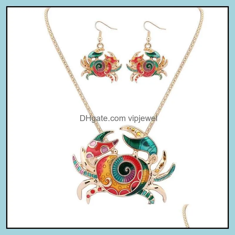 pretty necklace sets enamel horse necklace earrings jewelry sets pendants for women silver plated enamel jewelry set