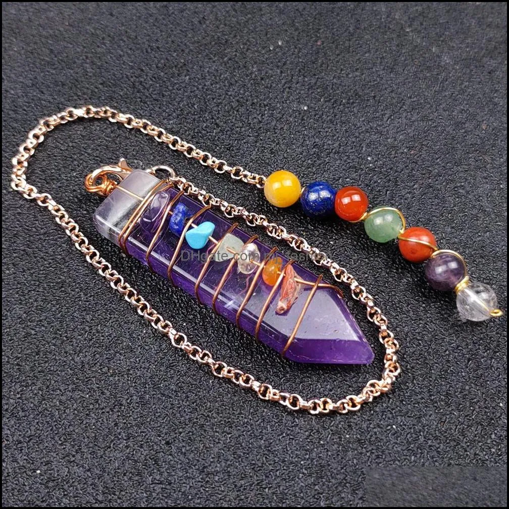 arrowhead chakra reiki healing pendulums natural stones pendant amulet crystal meditation hexagonal pendulum for men women