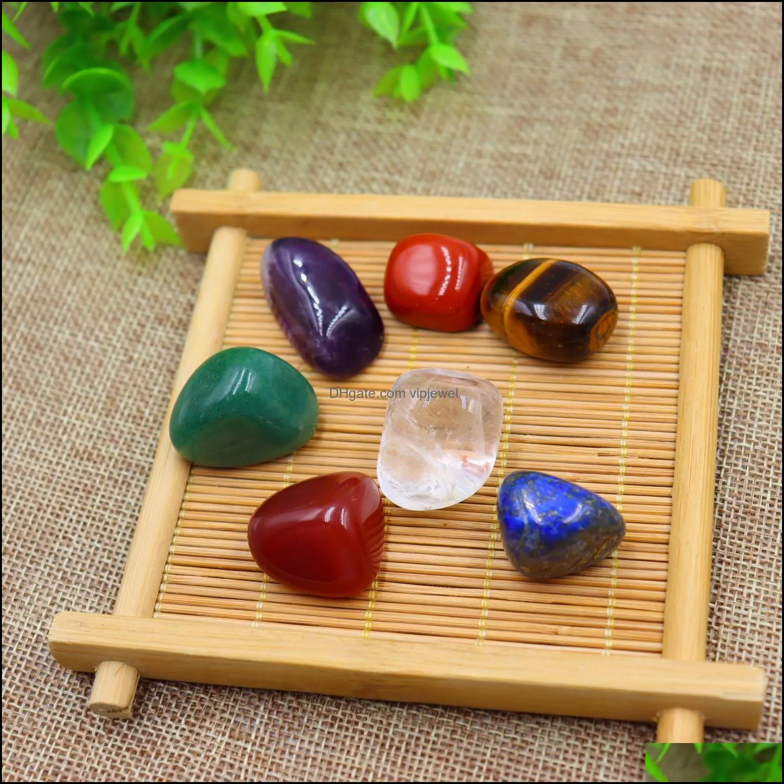 loose 7pcs/set reiki seven chakra healingnatural stone tumbled irregular polishing rock quartz yoga energy bead decoration