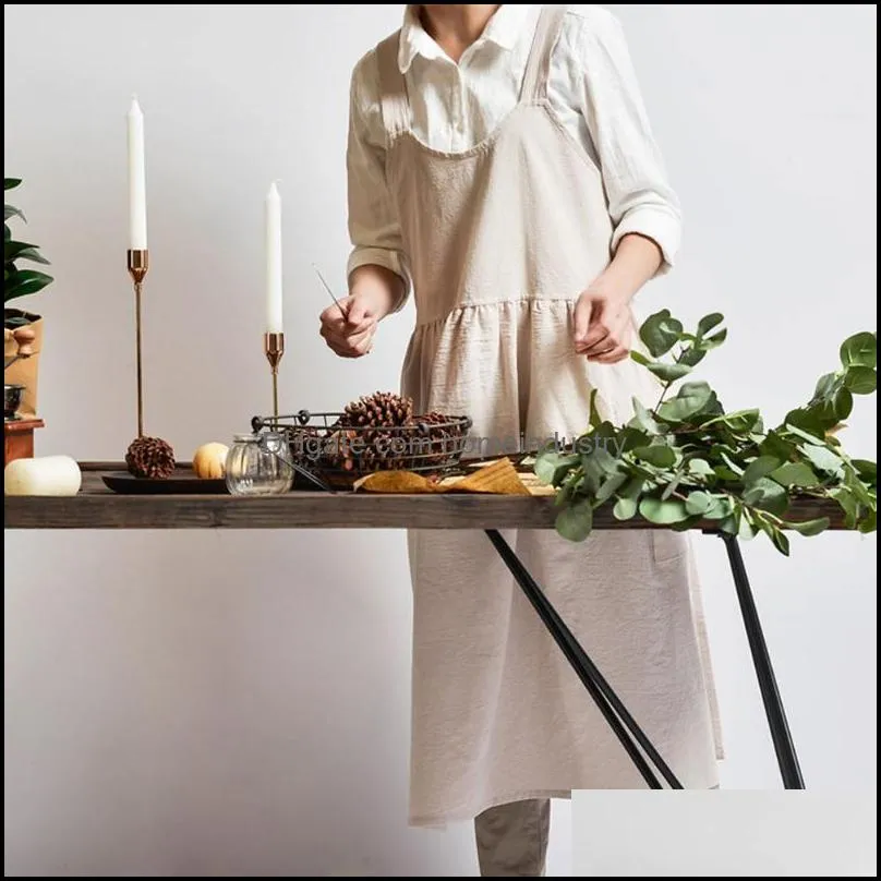 aprons literature and art cotton linen apron home baking cleaning dress restaurant florist work clothes