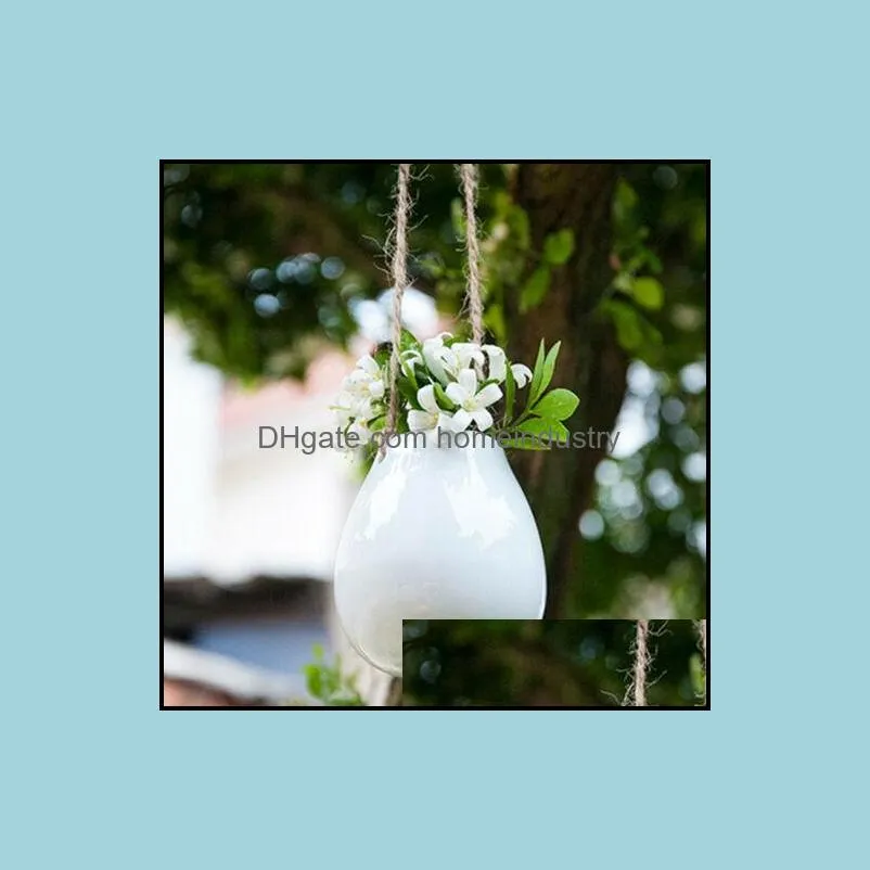 us home garden balcony ceramic hanging planter flower pot plant vase with twine little bottle home decor2532