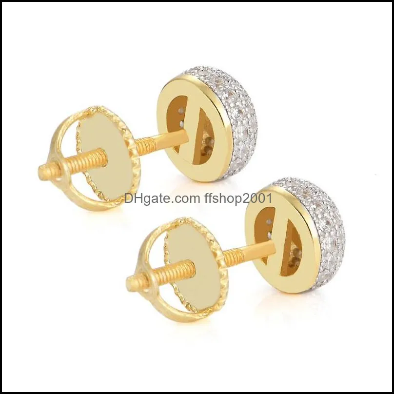925 sterling silver earrings mens hip hop jewelry iced out diamond stud earrings style fashion earings gold silver women accessories 3729