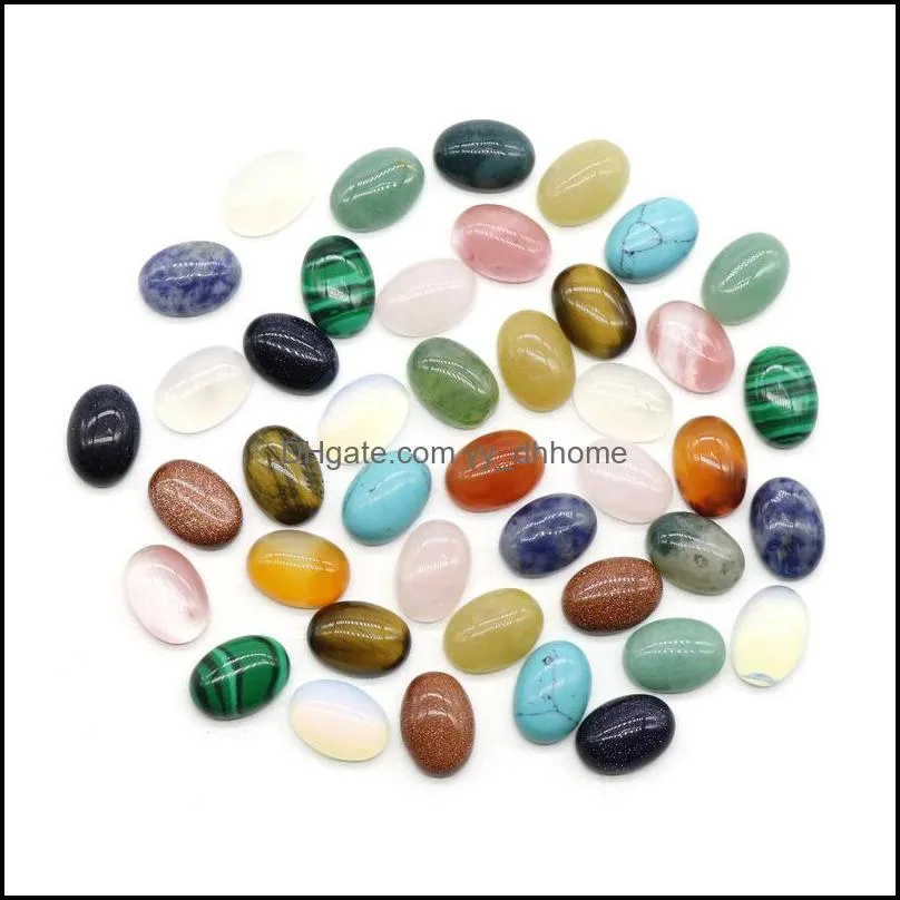 10x14mm flat back assorted loose stone oval cab cabochons beads for jewelry making healing crystal wholesale