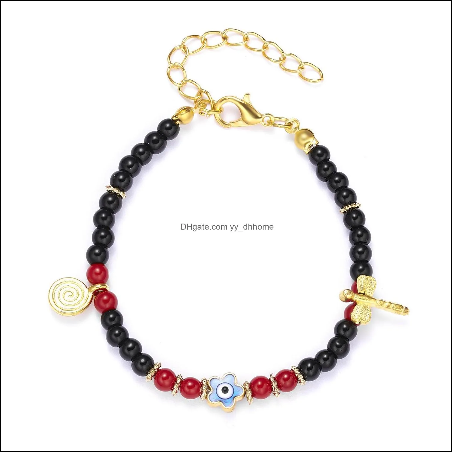 cross-border hot new palm blue eyes flower evil eye water drill beads alloy bracelet manufacturers wholesaleturkish lucky evil eye