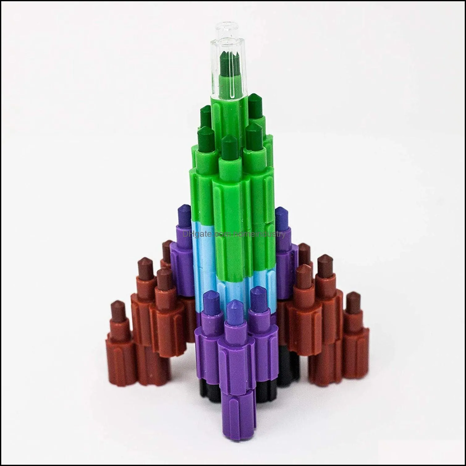 stacking buildable 12 colors crayons connect stack and build crayons sideways and up party favors kids toy building block wj084