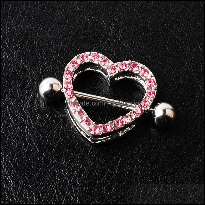 navel bell button rings d0985 heart stone nipple ring mix colors 32 e3