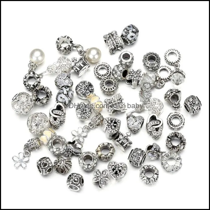 50pcs european bead safety chain bead charm european bead fit for pandora bracelets mix color 1135 t2