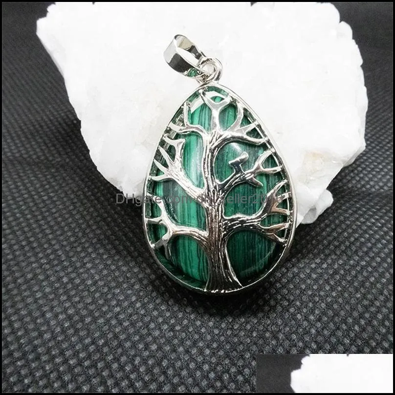 fashion waterdrop tree stone charm handmade healing crystal pendant for jewelry pendants necklace making 2230 t2