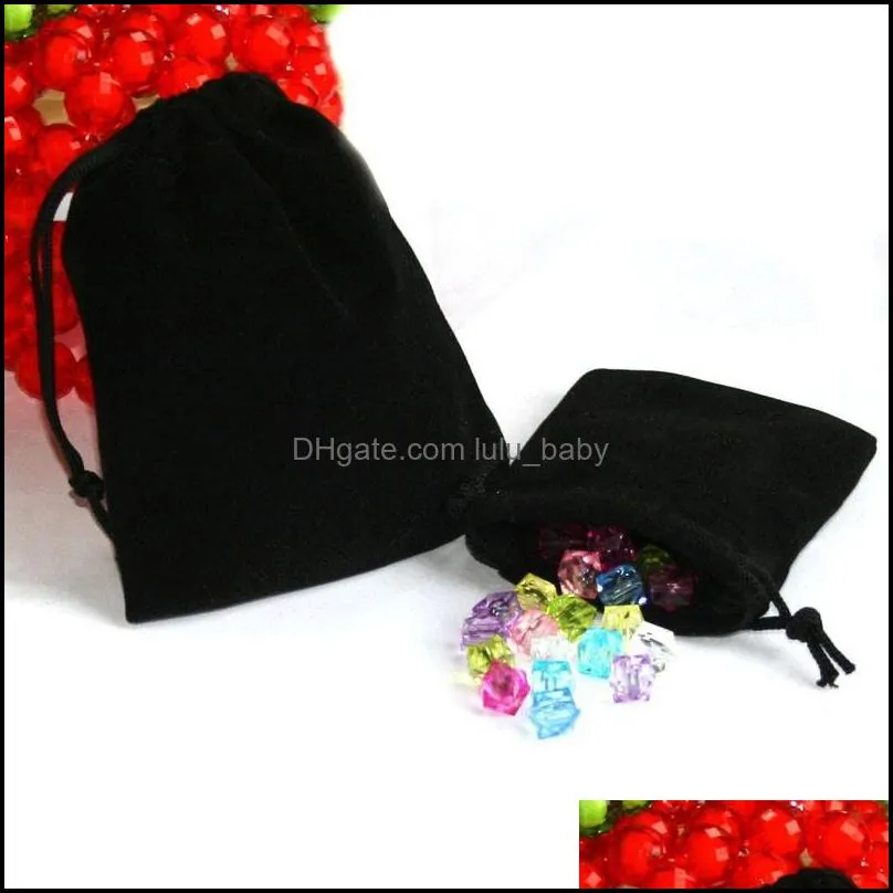 10x12cm 50pcs black velvet drawstring bag pouch jewelry bag christmas wedding gift bag jewelry packaging display 588 q2