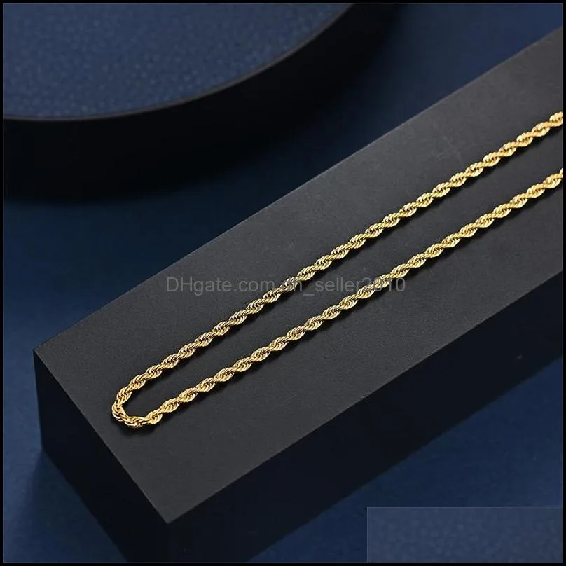 3mm rope chain necklace stainless steel cuban chain classic waterproof choker mens women jewelry gold silver color necklace gift1 2058