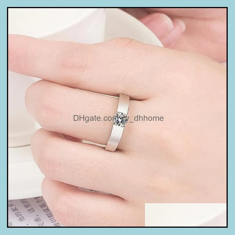 fashionable and generous rose gold-plated rhodium-plated ring couple ring classic 4-claw fashion men and women couple rings