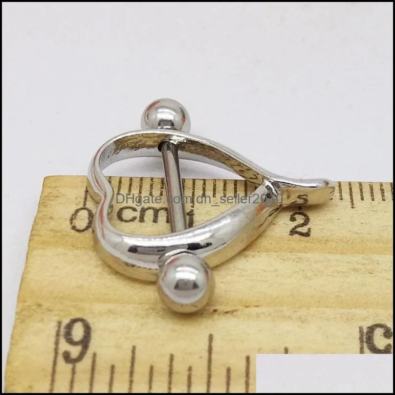 surgical steel love heart nipple shield bar ring body piercing jewelry new 679 t2