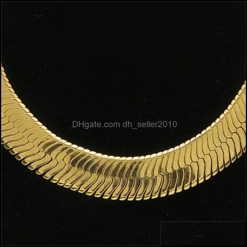 10mm wide snake bone chain yellow gold filled men statement herringbone necklace 60cm 2072 q2
