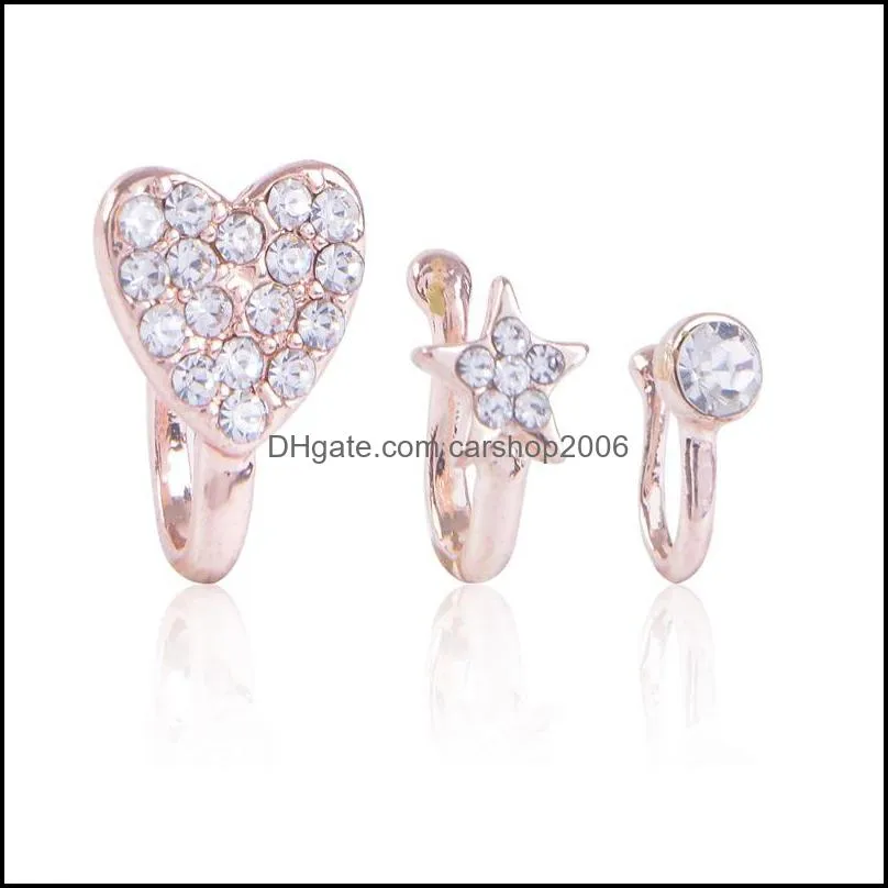 clip on nose ring piercing jewelry fashion body jewelry diamond-shaped heart-shaped new nose, non-porous piercing 284 q2