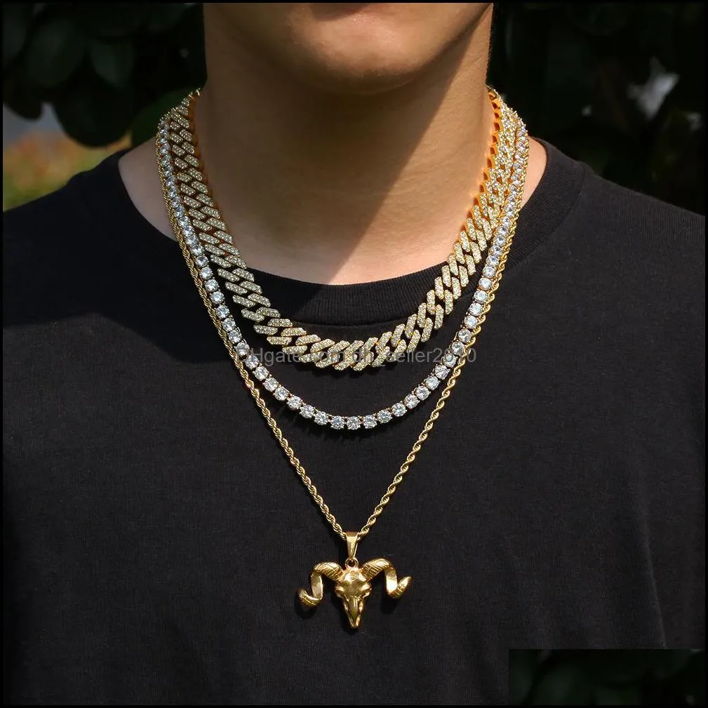 retro sheep head men pendant necklace gold plated shofar stainless steel animal necklace hip hop jewelry gift