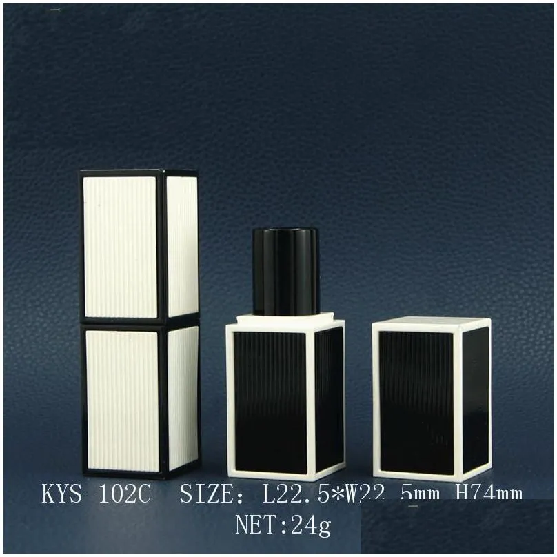 black white stripe square lip balm container refillable packing bottles lipstick shell packaging empty cosmetic lipstick tube 20211223