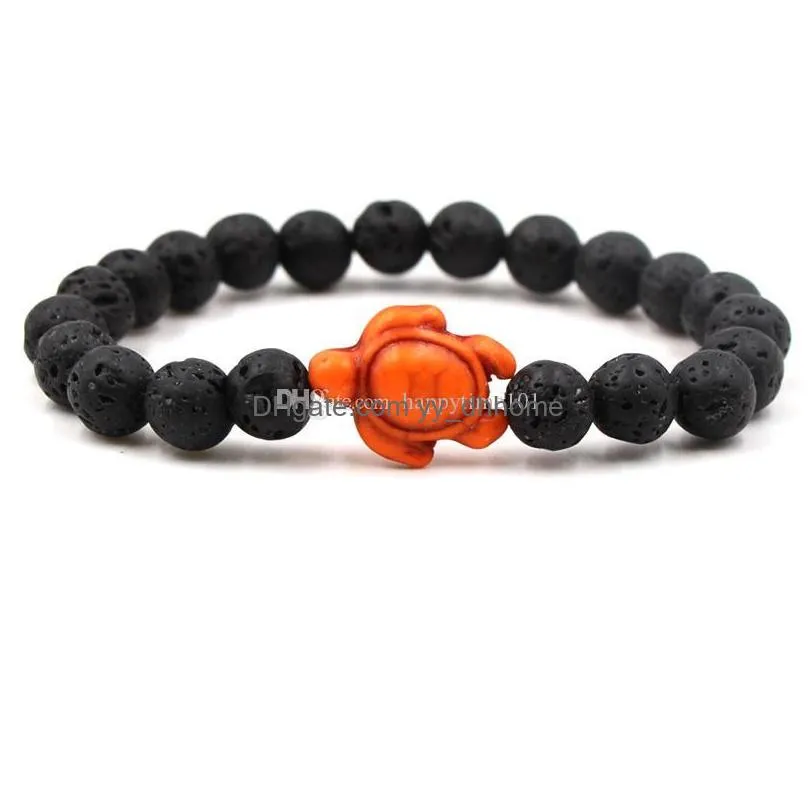  8mm a grade lava stone turquoise turtle bracelet bangles natural stone energy yoga beaded bracelet 