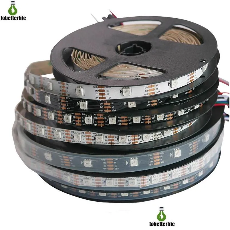 dc5v ws2813 led pixel strip light 5050 rgb 30/60/144led led tape black/white pcb addressable