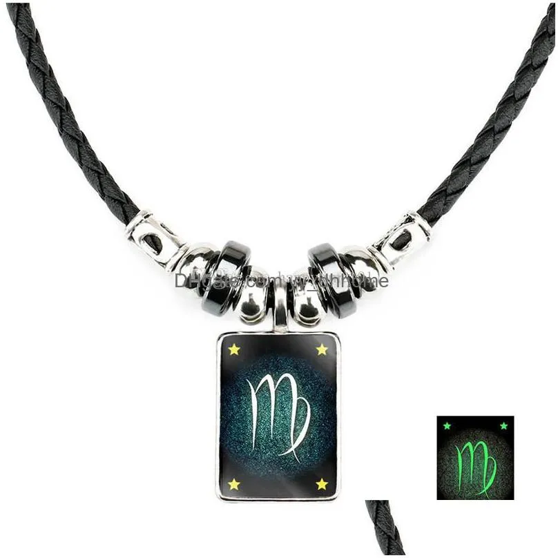 12 constellation necklace glow in the dark sign necklace hematite necklaces fashion jewelry drop 2019 
