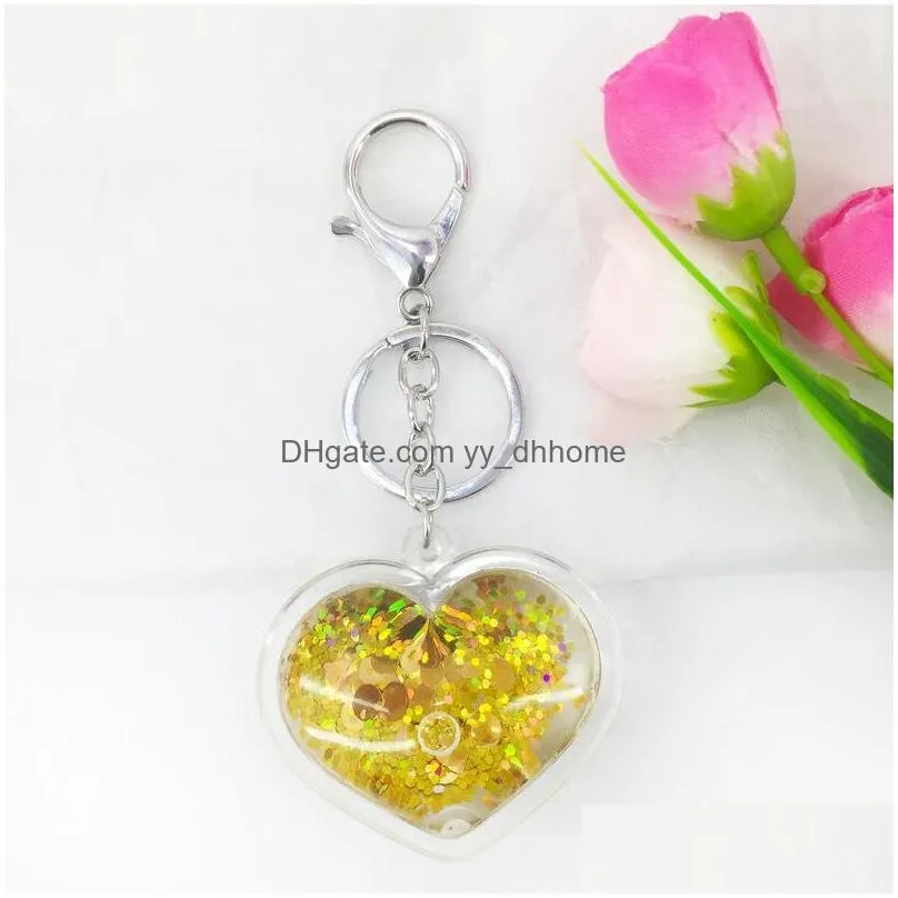heart shape transparent acrylic sequins keyring keychain couples women gift backpack pendant car handbag accessories keychains