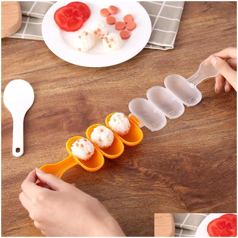 3 link meat balls molds kitchen gadget pure color shake rice ball mould fall resistant wear resisting thick durable high quality 0 95lz