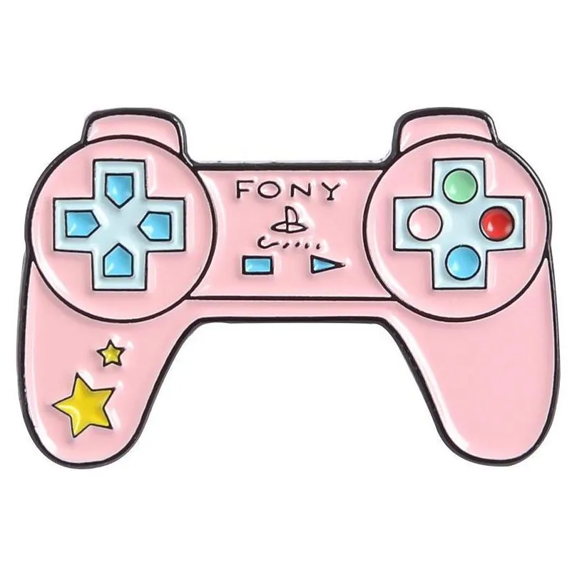 game machine enamel pin cute cartoon pink gamepad projector badge brooch jackets shirt bag lapel pin jewelry gift for game lover