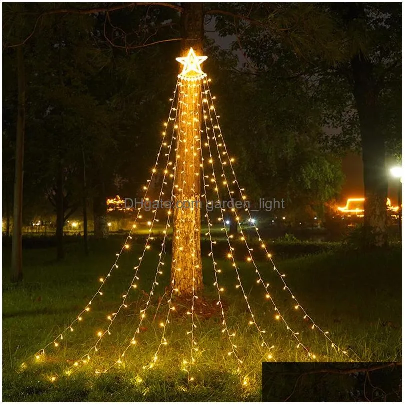 led fivepointed star waterfall string light outdoor garden lamp home party christmas decoration hanging lights